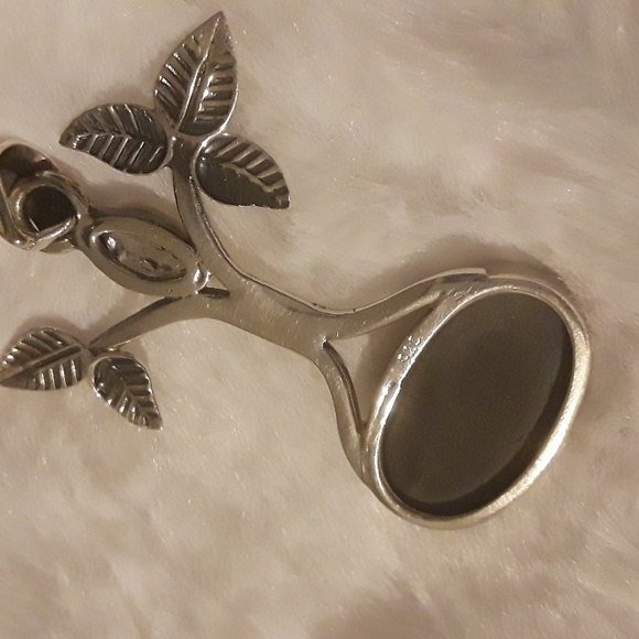 Tree of Life Shungite Herkimer Diamond Gemstone pendant Sterling Silver .925 - Picture 7 of 10